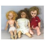 Lot of 3 plastic swivel head dolls. All have