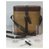 Vintage champagne and glass carrier. Holds one