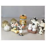 Collection of CeramicS, mostly cows. Pitcher,