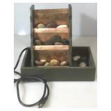 Wood and rock table fountain, 11 inches tall by