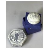Two carved resin pieces. Trinket box depicting a