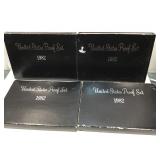 Lot of 4 1982 Proof Sets in orig. Shipping Box