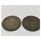 Pair of Silver Half Crown Coins - 1920 & 1936 -