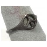 Sterling Silver Peace Sign ring - size 9.25