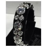 Sterling Silver bracelet with clear stones - 6 in