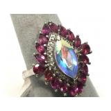 Sterling Silver ring with purple and Opalescent