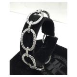 Sterling Silver bracelet with clear stones - 8 in