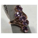 Sterling Silver Vermeil ring with Amethyst stones