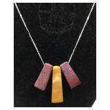 Sterling Silver necklace with stone pendants - 17