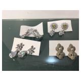 4 sets of Sparkly costume jewelry earrings