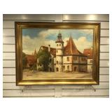 Exner signed  village scene painting , on canvas