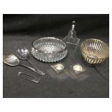Lot of assorted Crystal and plated Silver items.