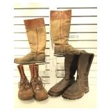 Three pairs of Leather Boots. 17in tall appear to
