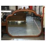 Wooden wall hanging mirror, approx 41x49 inchea