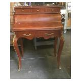 Wooden secretary desk w/brass hardware, approx