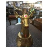 Brass Deer head Sculpture, approx 9x8x20 inches