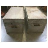 Pair of metal trunks, one has a lock busted, no