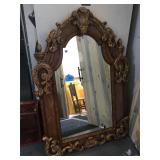 Wall hangin ornate mirror, approx 63x42 inches