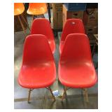 Set of 4 Red plastic chairs