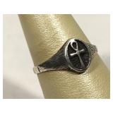 Sterling Silver Ankh ring - size 9