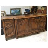 Vintage ornate wooden buffet, approx 24x94x42