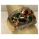 Sterling Silver Vermeil ring with Rubies,