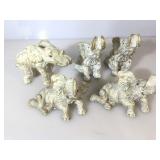 5 composite elephant figures, approx 6 inches