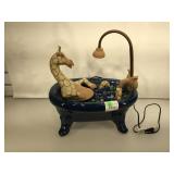 Ceramic Giraffe in bathtub water fountain,