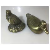 Brass duck w/ brass eagle, approx 9x4 inches