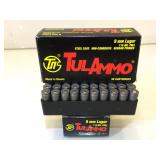 100 Rounds 9mm Ammo - Tulammo 115Gr FMJ - New