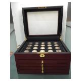 Presidential Dollar Coin Collection in wooden