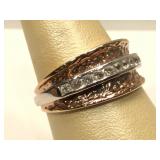 Sterling Silver 2-Tone Ring with White Topaz