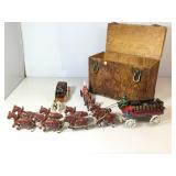 Set of 3 Vintage Cast Iron Hose drawn toys In