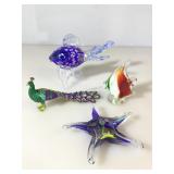 Three Paperweight Artglass Pieces and an e