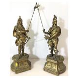 Two metal warrior statues 22 in.