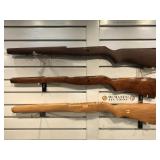 3 Military wooden rifle stocks w/cleaning kit