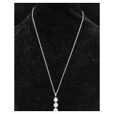 .925 silver & triple CZ pendant. 18in.