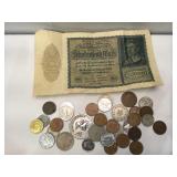 Lot of foreign coinage and large 10,000 Marks