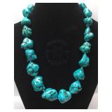 Choker Style Heavy Turquoise Nugget Necklace -
