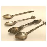 Lot of 4 Sterling Silver Souvenir Spoons - 39.3g