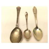 3 small Sterling Silver Spoons - Souvenir and