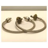 Pair of Sterling Silver Mexico cuff bracelets -