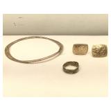 Pair of Sterling Silver Cufflinks, Bangle