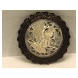 Sterling Silver 950 and Carved MOP brooch -