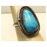 Sterling Silver NA hand Made ring with Turquoise