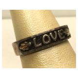 Sterling Silver LOVE ring with 12K Gold Leaf