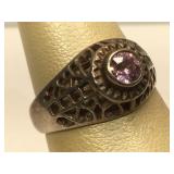 Sterling Silver ring with Pink Stone - size 7