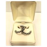 14K Gold and black pearl earrings