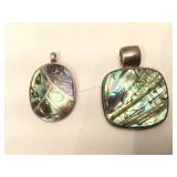 Pair of Sterling Silver Abalone pendants -