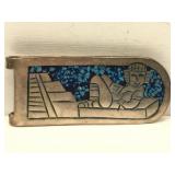 Sterling Silver Mexico money clip with Turquoise